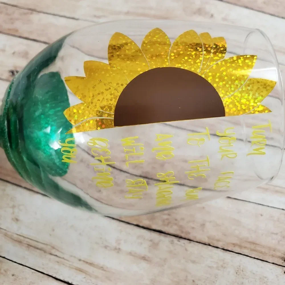 Sunflower Wine Glass, Fall Tumbler, Sunflower Design